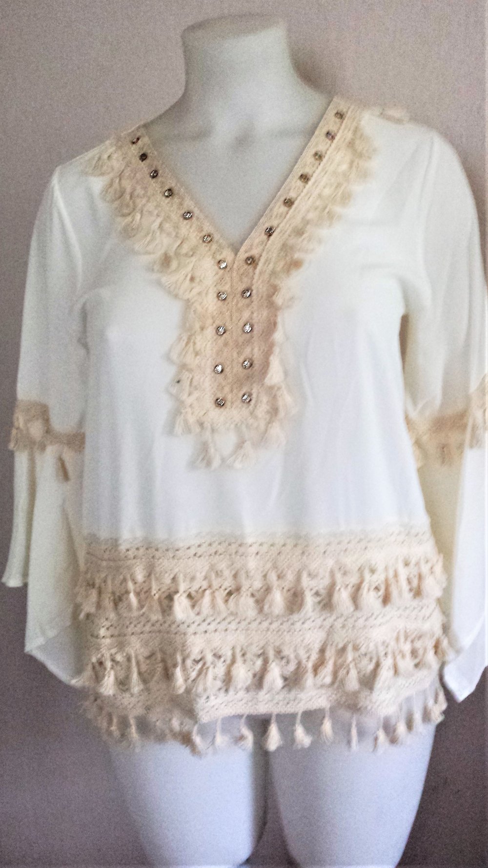 Bluse Tunika Laura Jane Paris Boho Hippie Bohemain Gr. 36/42 sehr Edel 