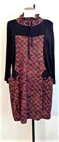 Naveed Mode Winterkleid mit Taschen 90 % Viskose und 10 % Elastan toller Schnitt doppelter Stoff ???? mit Leggings/Strumpfhose Stiefel Boots zu tragen AA 60 cm Länge 90 cm Größe L