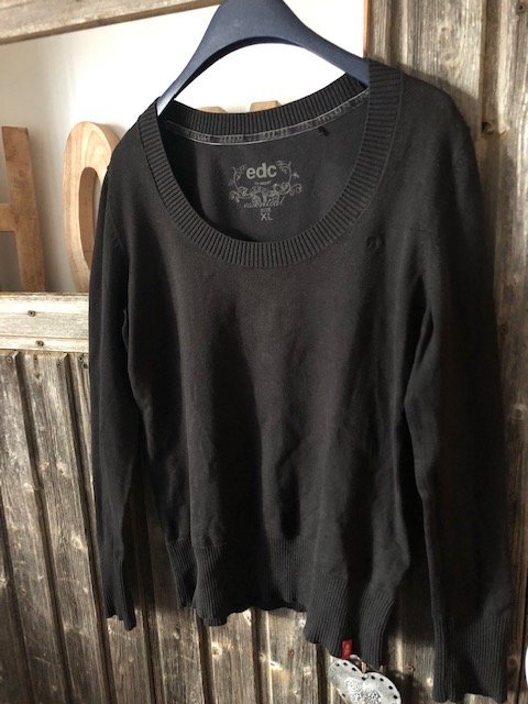 edc Langarmpulli, schwarz, XL