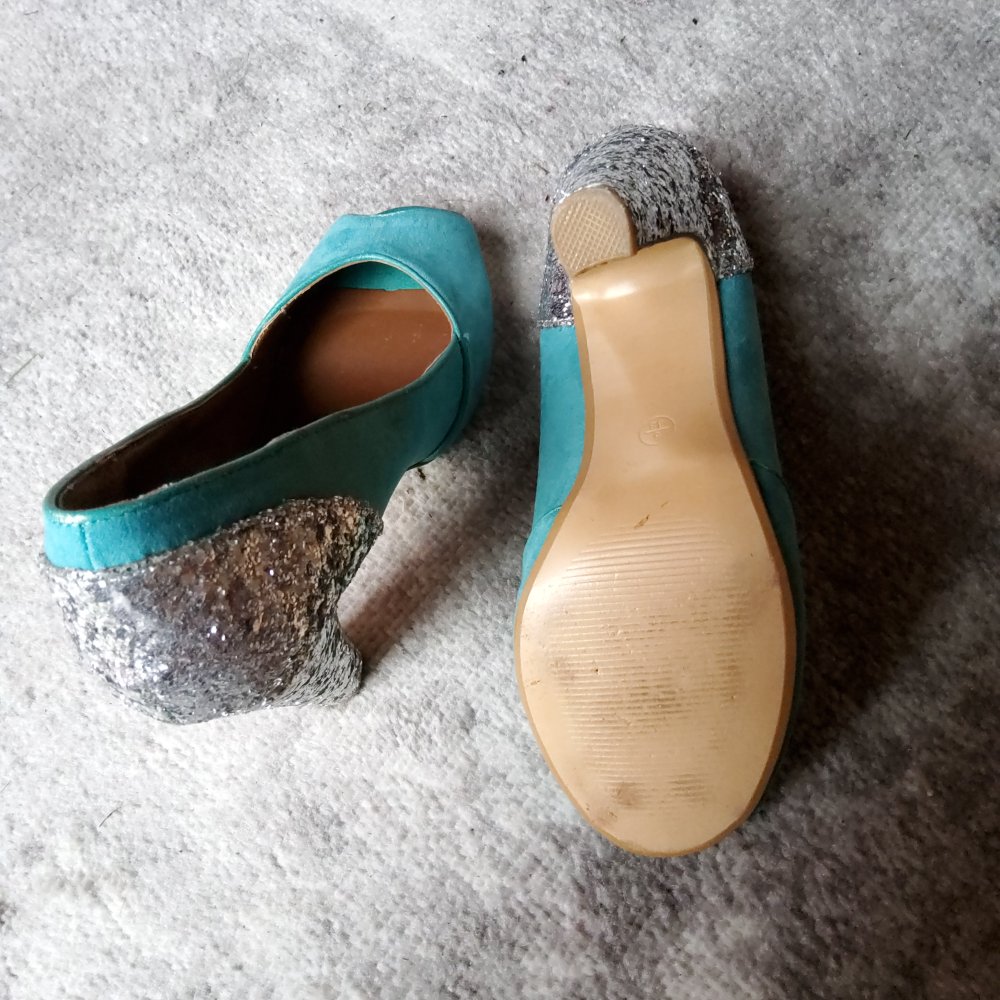 Pumps High Heels von atmosphere Größe 38 türkis mit Glitzer