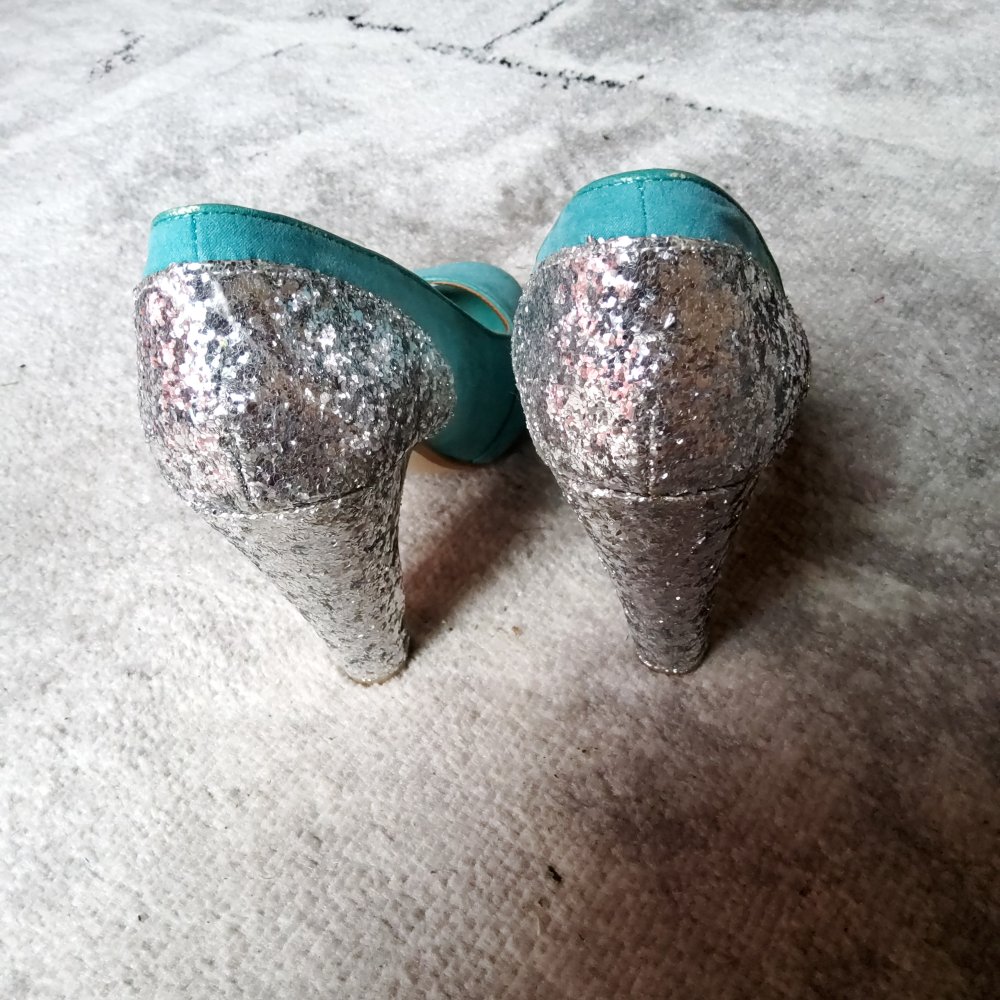 Pumps High Heels von atmosphere Größe 38 türkis mit Glitzer