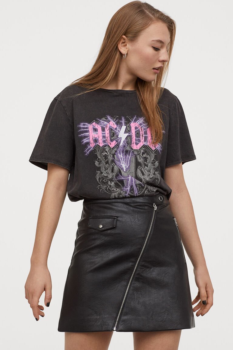 Leder Rock zip