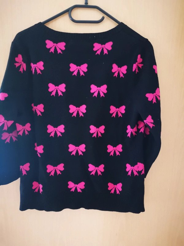 Kurze Strickjacke schwarz pink Schleifen Emo kawaii Emo