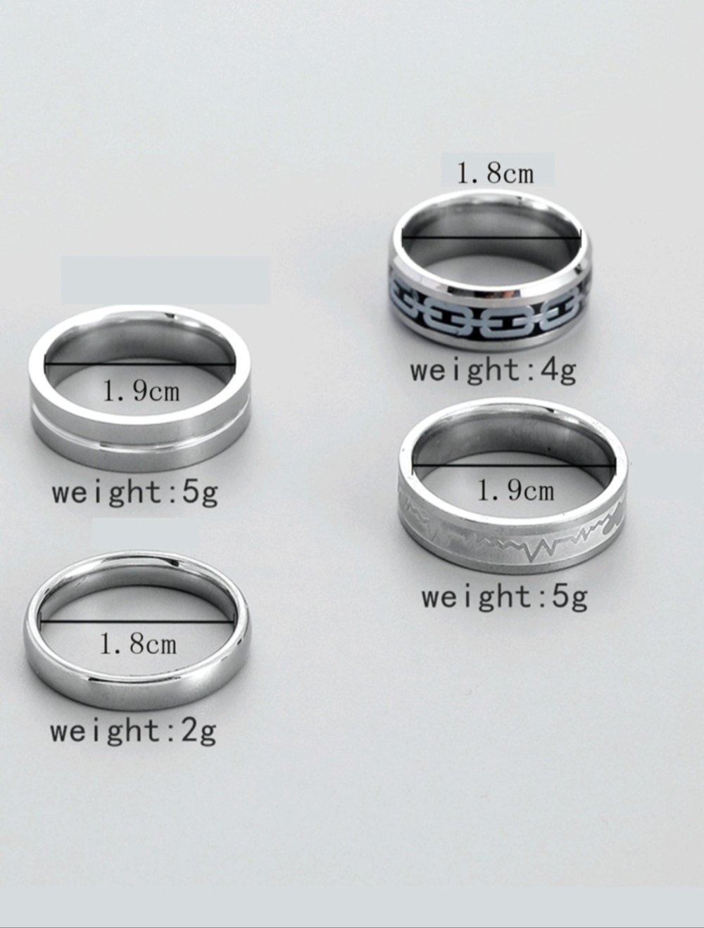 4er Set Ringe mit modernem Design
