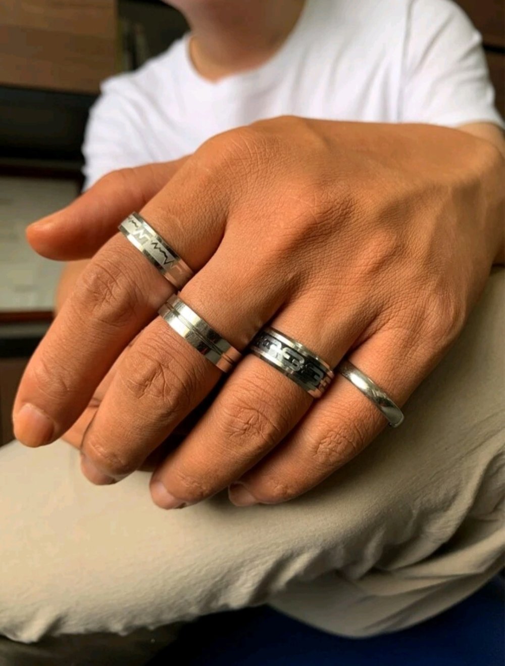 4er Set Ringe mit modernem Design