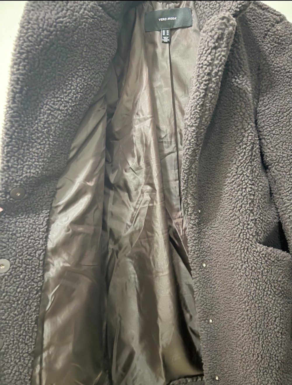 vero moda teddy Mantel fellmantel xs Weinrot
