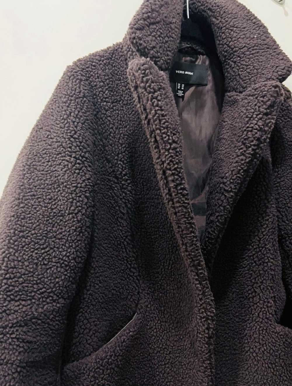 vero moda teddy Mantel fellmantel xs Weinrot