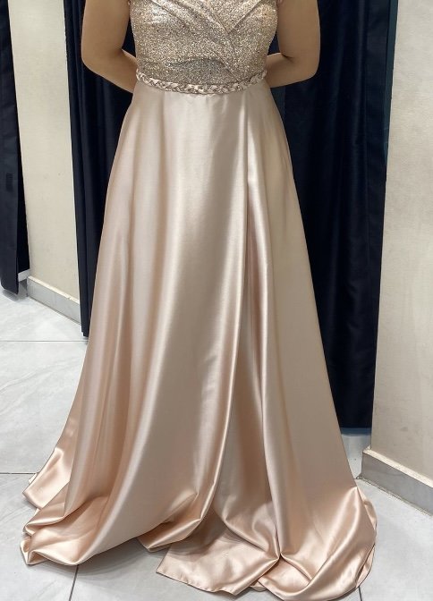 Abendkleid in Puderrosa/Gold 