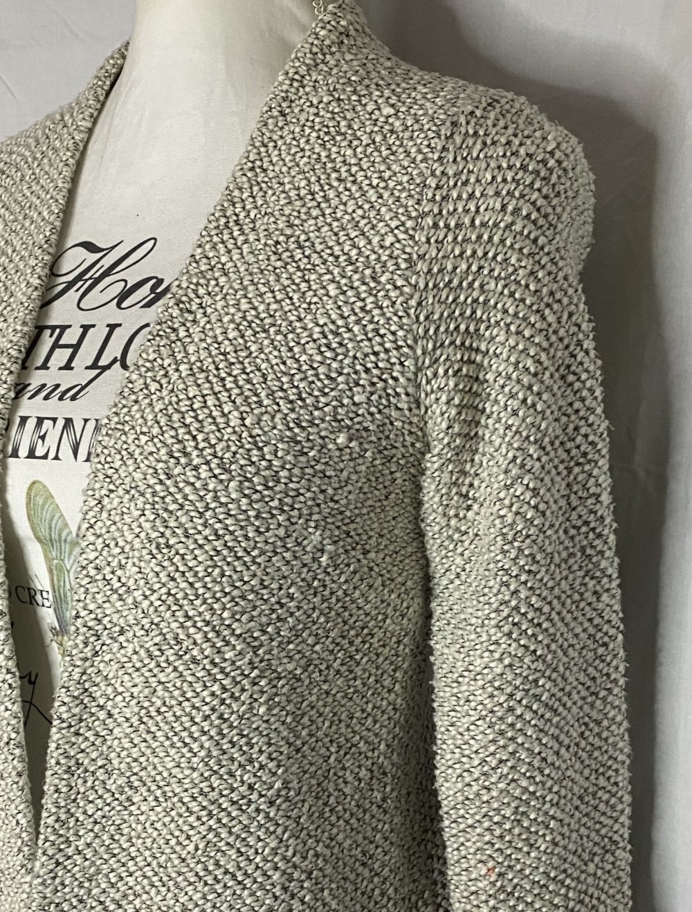 Weiß Schwarz Gestrickter Cardigan