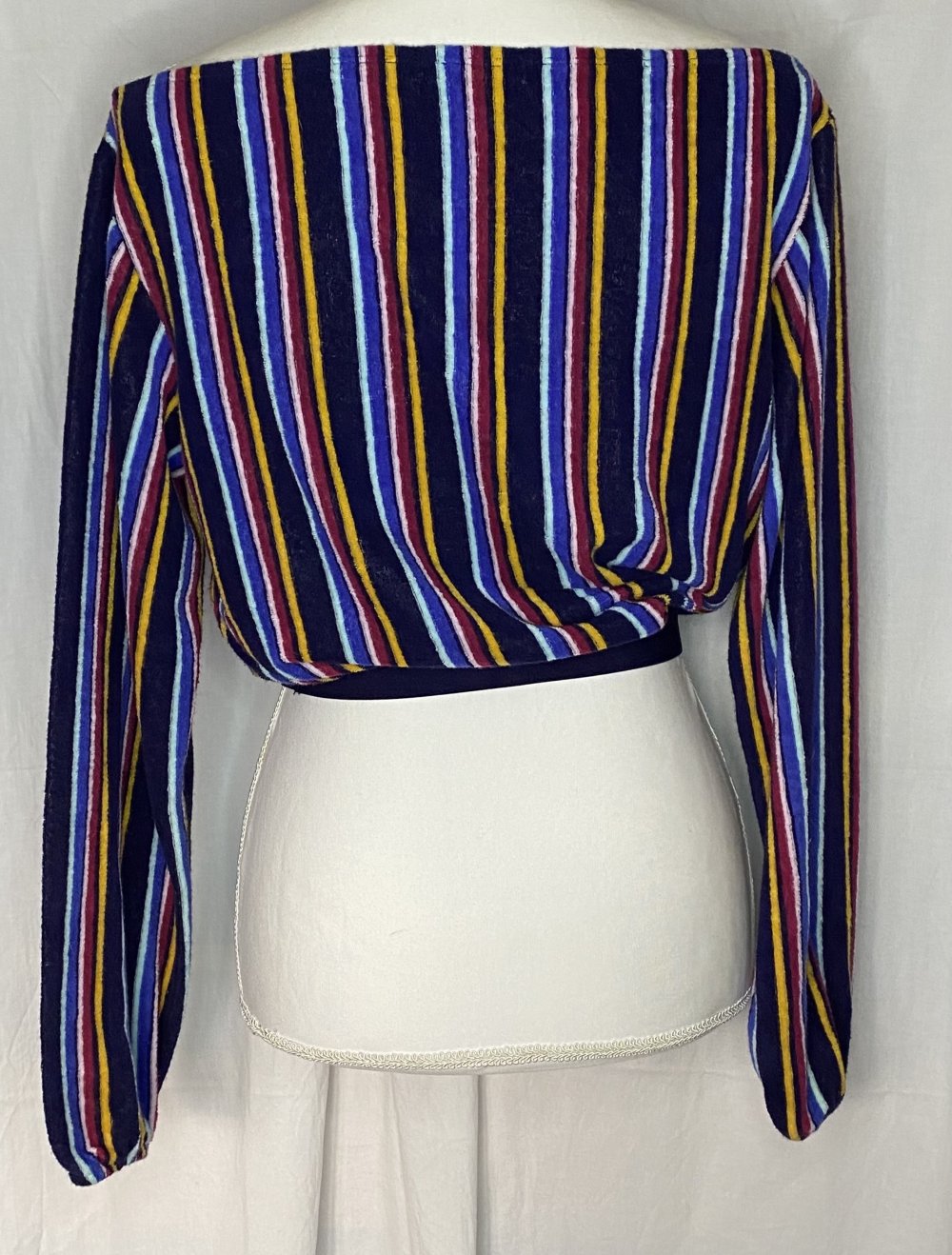 Bunt Gestreiftes langarm Frottee Crop Pullover