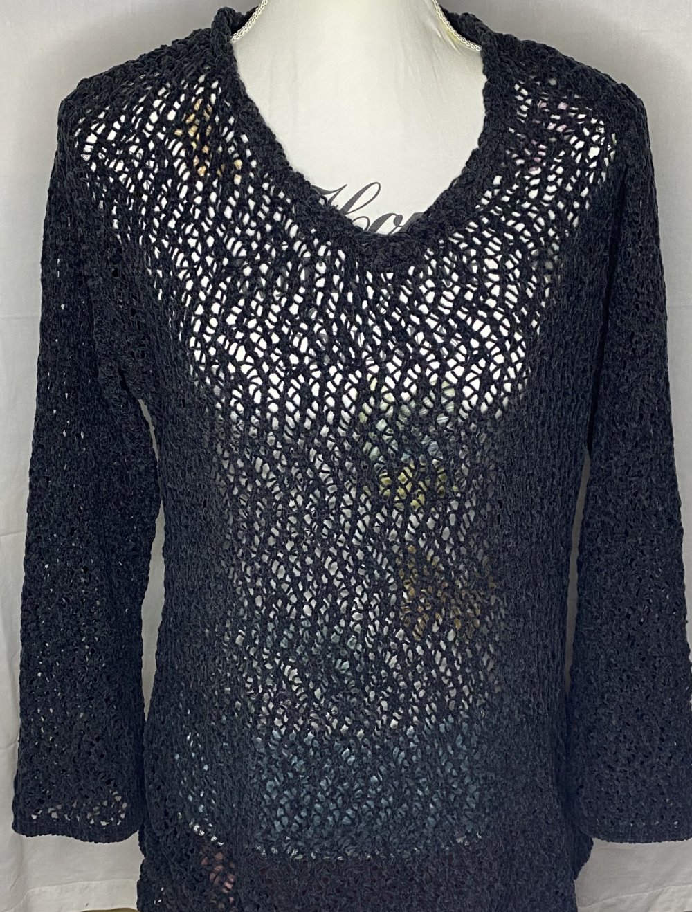 Anthrazit Schwarzer Grob Strick Pullover