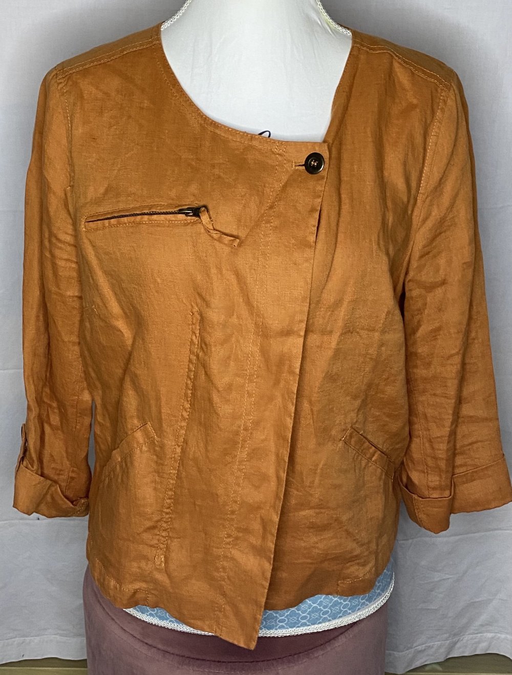 Orange Braune 3/4 Arm Sommer Jacke