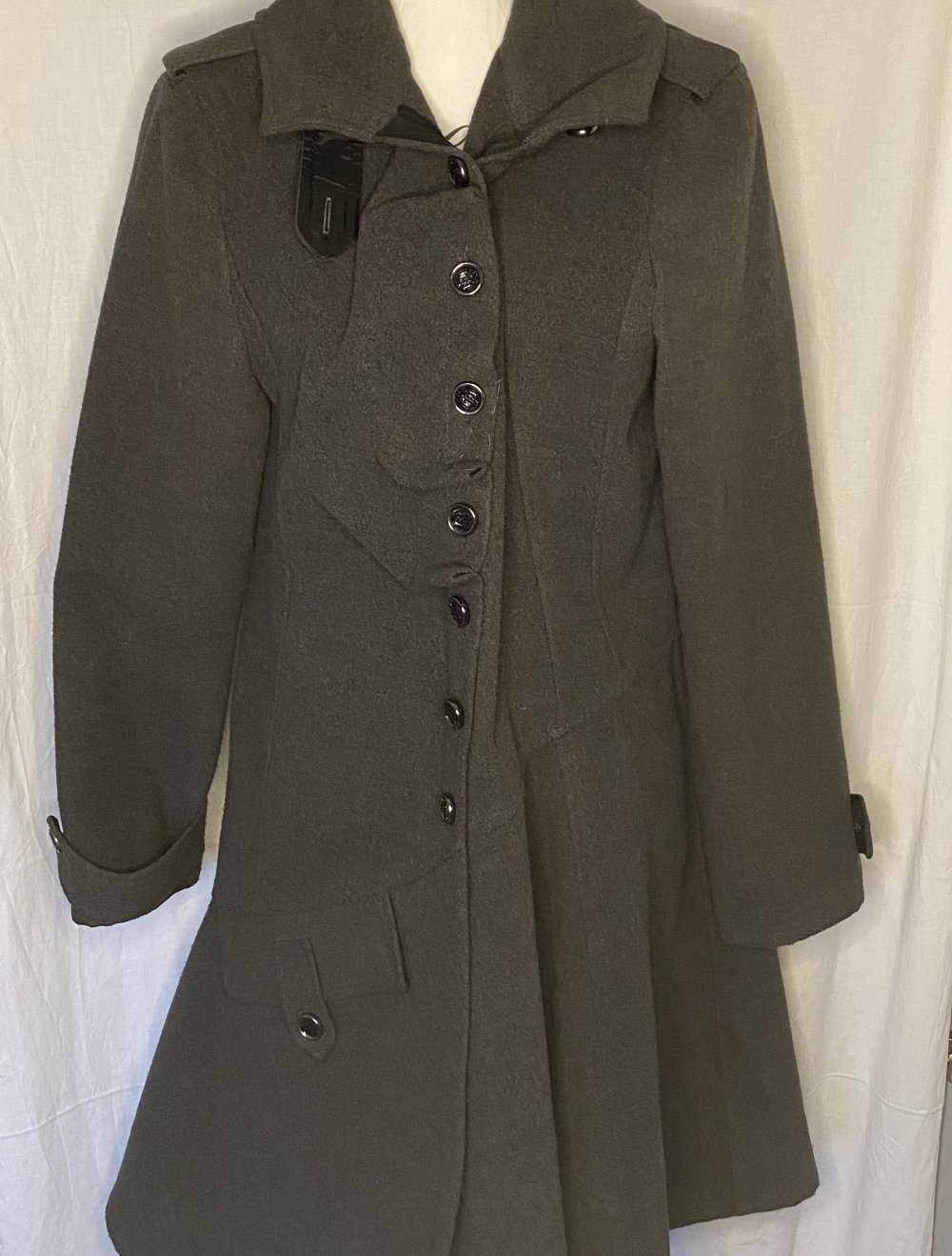 Dunkel Grauer Woll-Filz Herbst Winter Mantel
