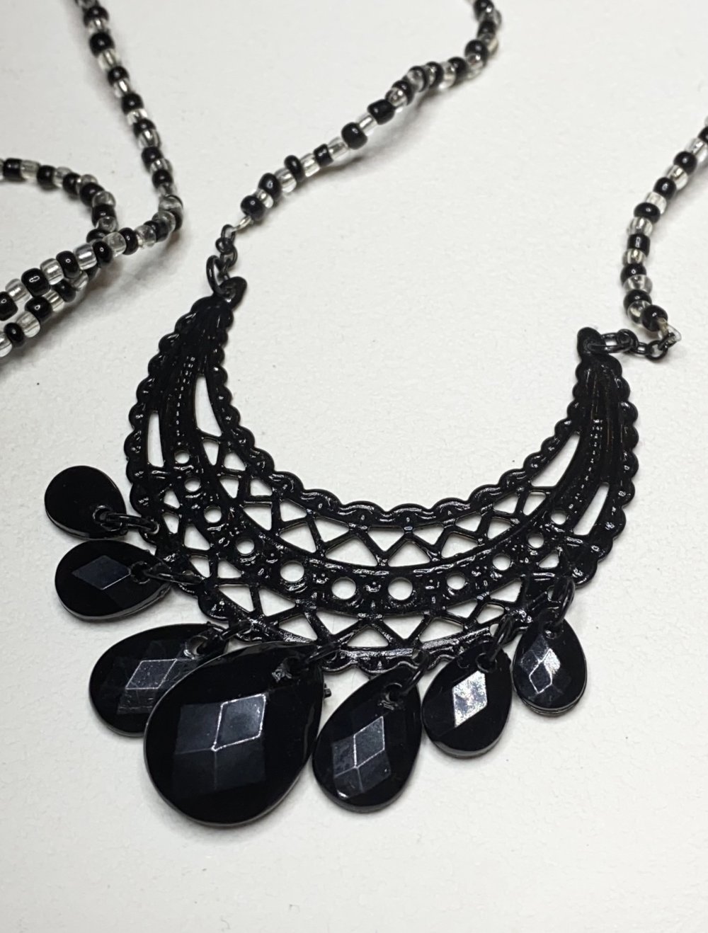 Upcycling Strass Long Kette