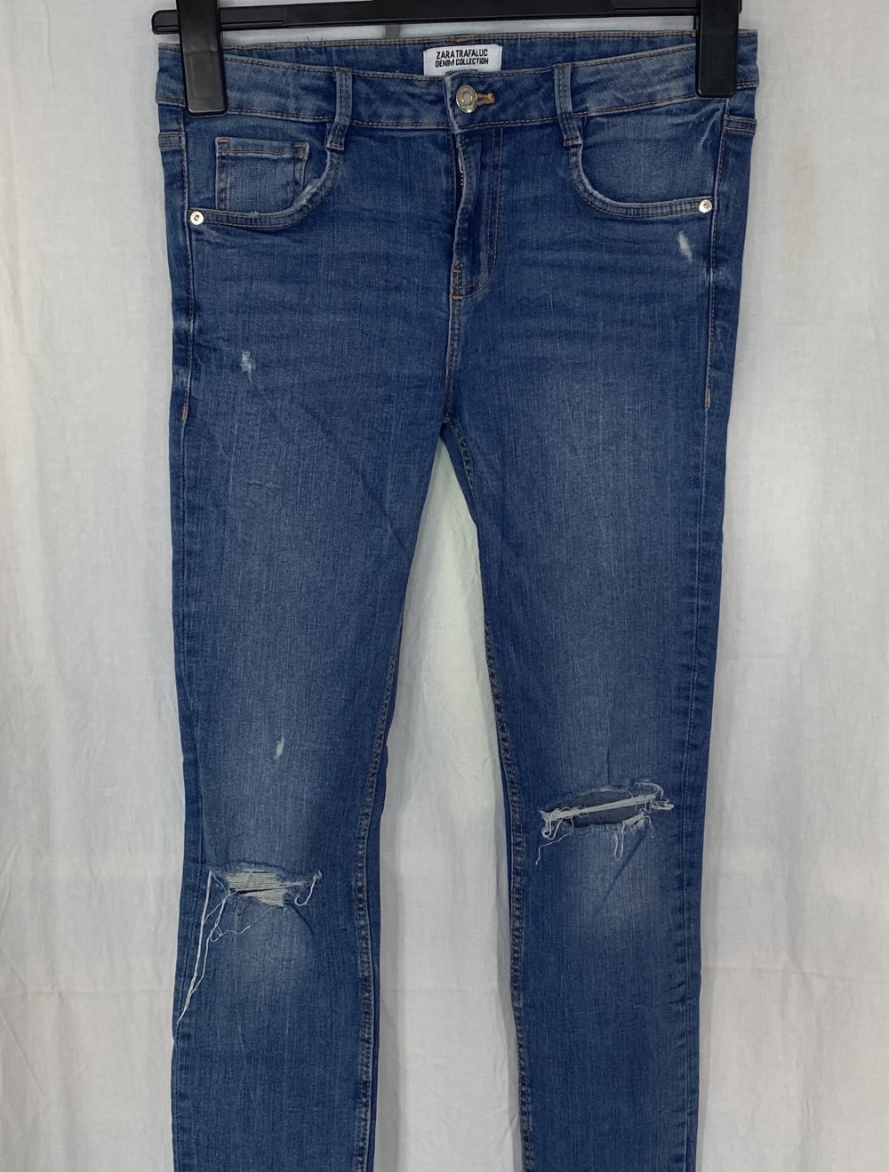 Blaue Used Look Jeans Hose