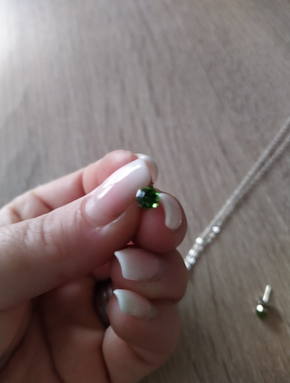 silberkette grüner herzstein passende ohrstecker