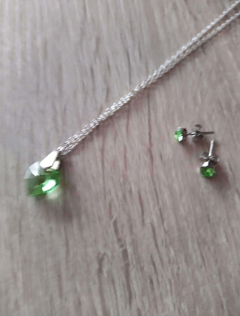 silberkette grüner herzstein passende ohrstecker