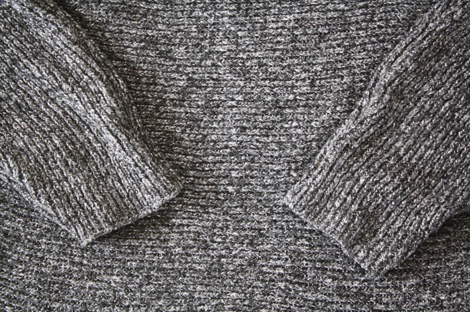 Jean Pascale Fledermaus Strickpulli Strickpullover grau silber meliert M 38 