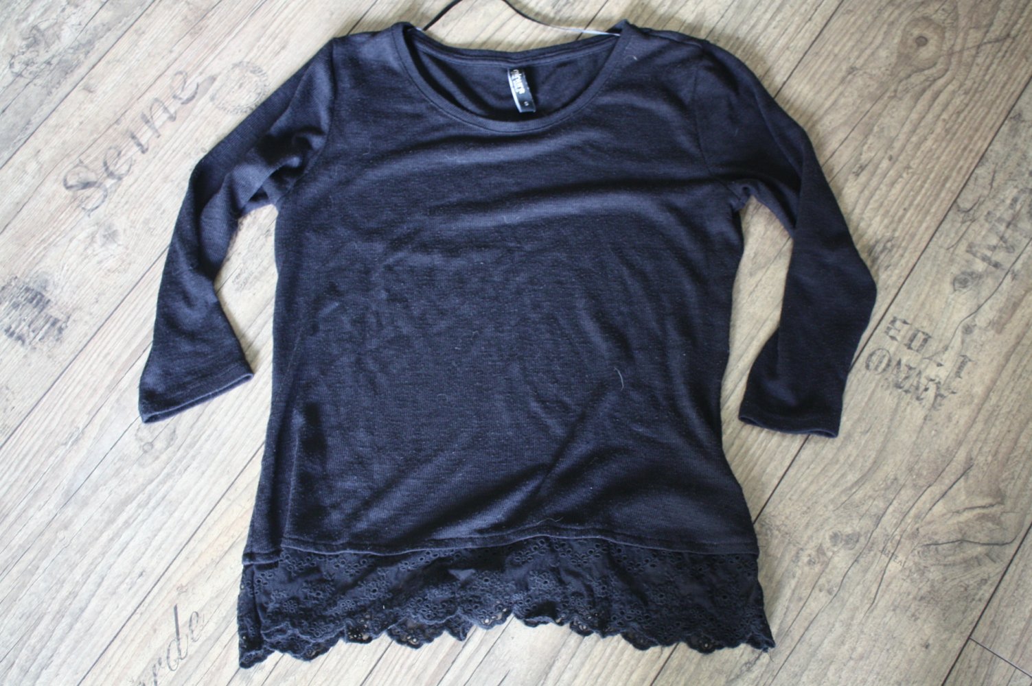 Colours of the World leichter Strickpulli Strickpullover mit Spitze Spitzensaum S M 38