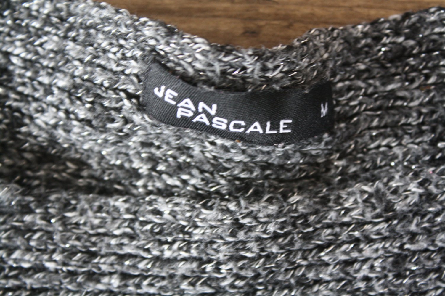 Jean Pascale Fledermaus Strickpulli Strickpullover grau silber meliert M 38 