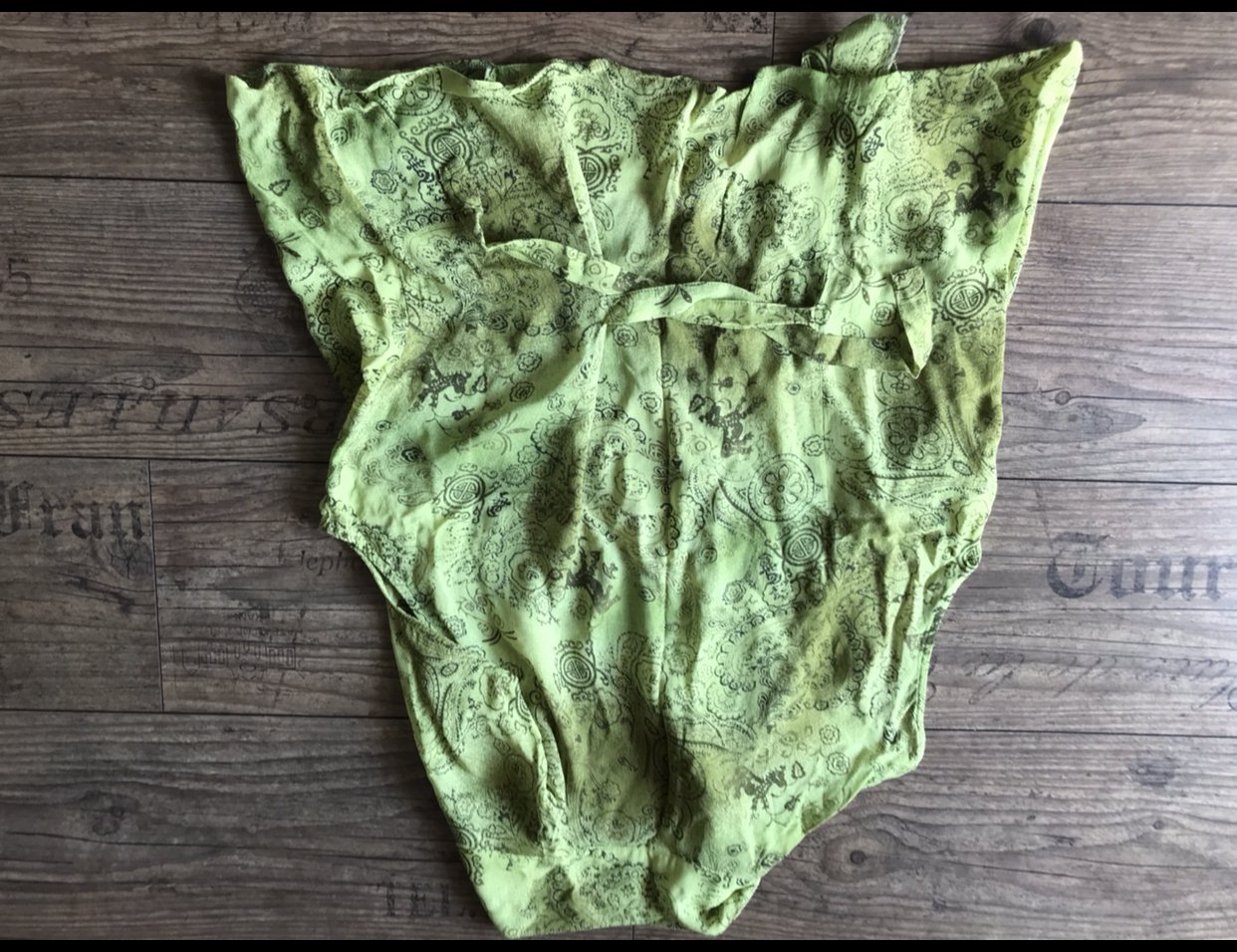 Grün gemaserte bunte Bluse Meshbluse Gypsy Goa Hippie Ethno Goa 42-44 mit Gürtel