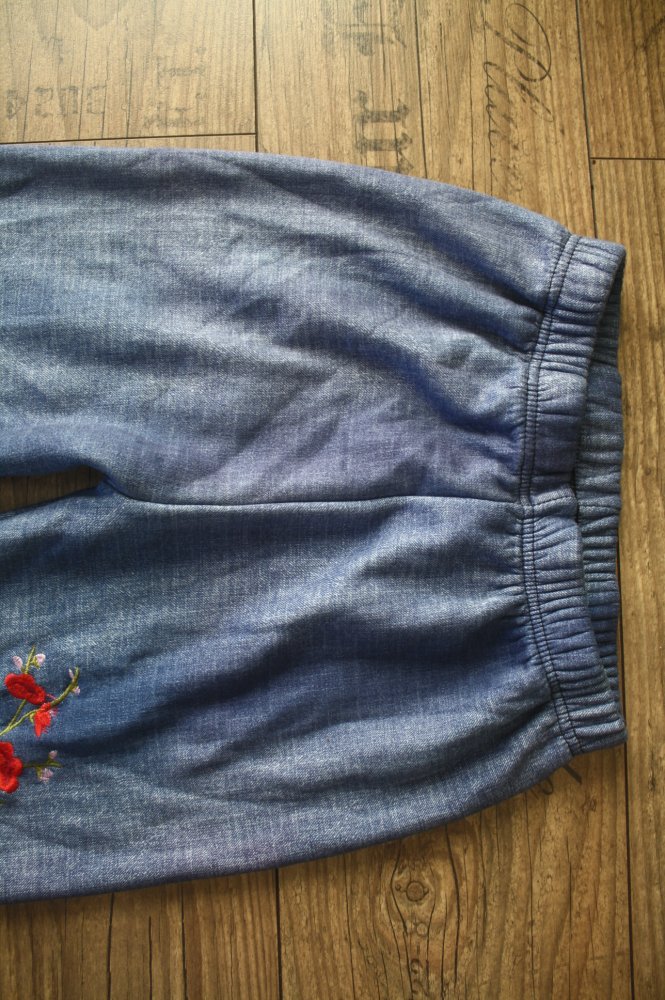 Gefütterte Leggings Blumen Stickerei Winterleggings S 36 Warm