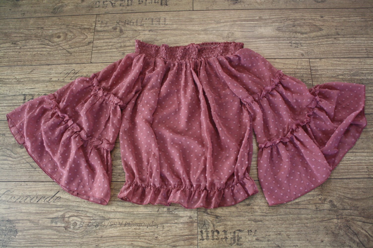 Coachella Meshbluse Trompetenärmel Gypsy Hippie Bluse Tunika gesmokt S 36
