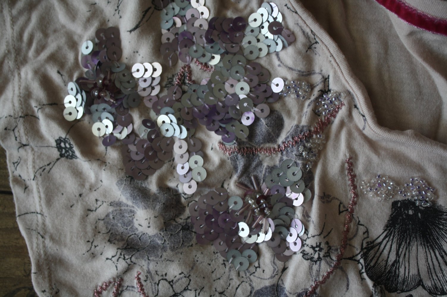 Pailletten Fledermaus Asia Geisha Jersey Shirt Hippie Shirt 34 36 Sommershirt 