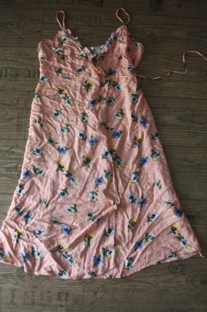 Forever 21 MidiMaxi Wickelkleid Boho Midikleid Maxikleid apricot geblümt Blumenkleid L 40