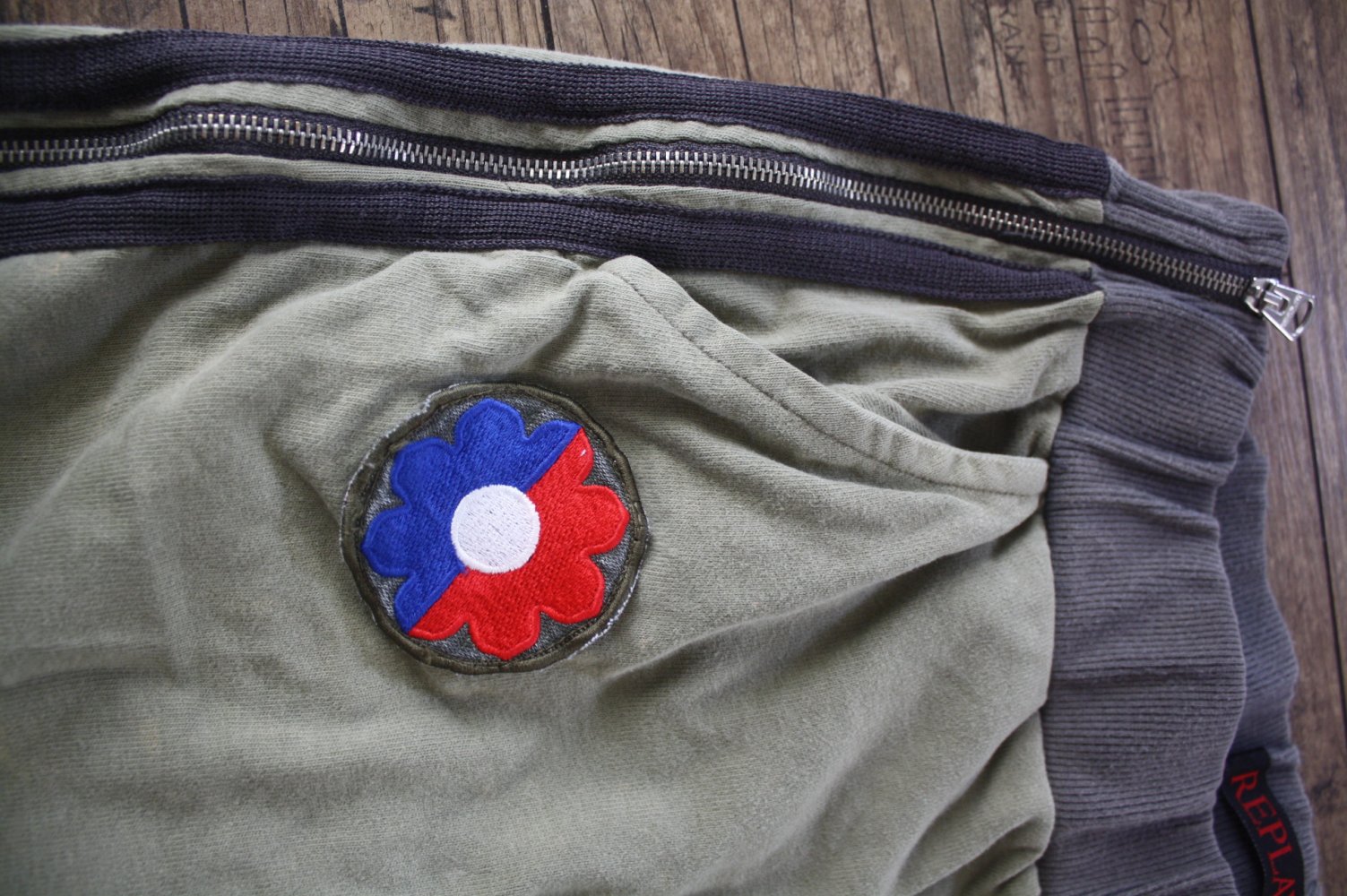 Sweatrock Replay Jerseyrock Rock  mit Reissverschluss Vintage Used S 36 Khaki 90er 2000er Y2k