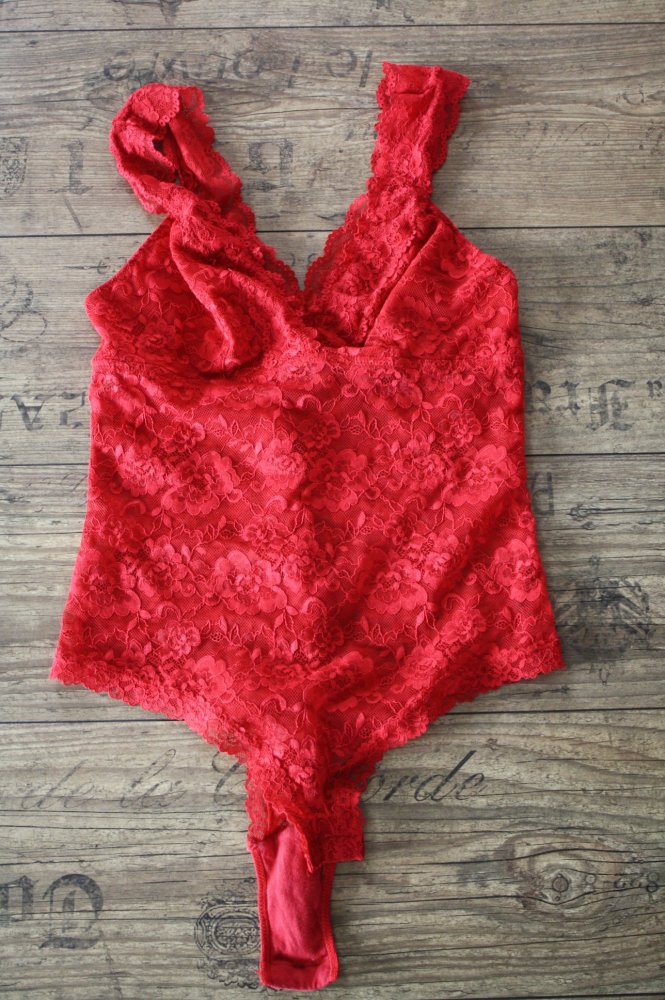 Body Blusenbody Spitzenbody S 36 Rosenmuster Rosenrot 