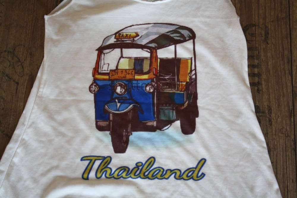 Vintage Catzilla Shirt Trägershirt Trägerhemd Asien Asiatisch Kultshirt Thailand Tuk Tuk S 36 38