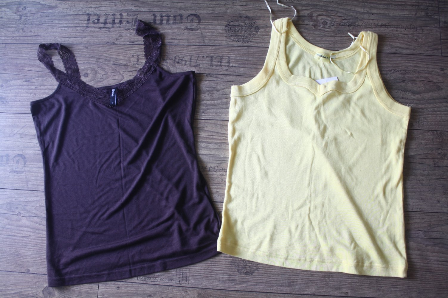 2 Trägertops Trägerhemden NEU Shirts mit Spitze Trägershirt Trägerhemd M L 40