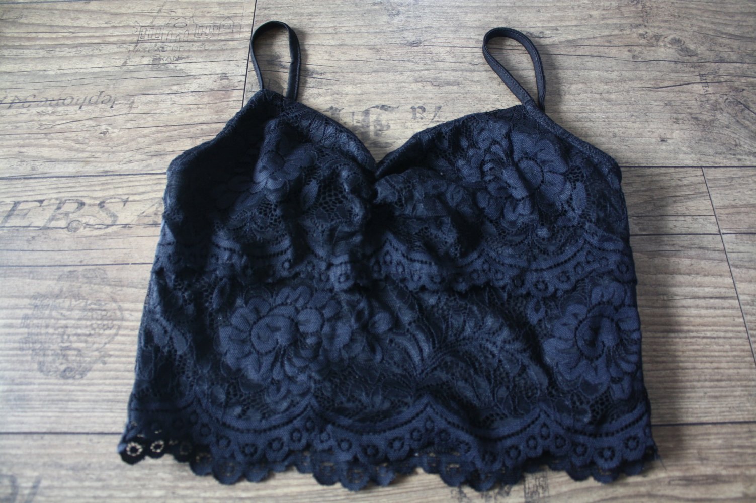 Schwarzes Spitzentop Trägertop Trägershirt 34 36 Spitzenshirt  Crop Top Cropped Shirt 