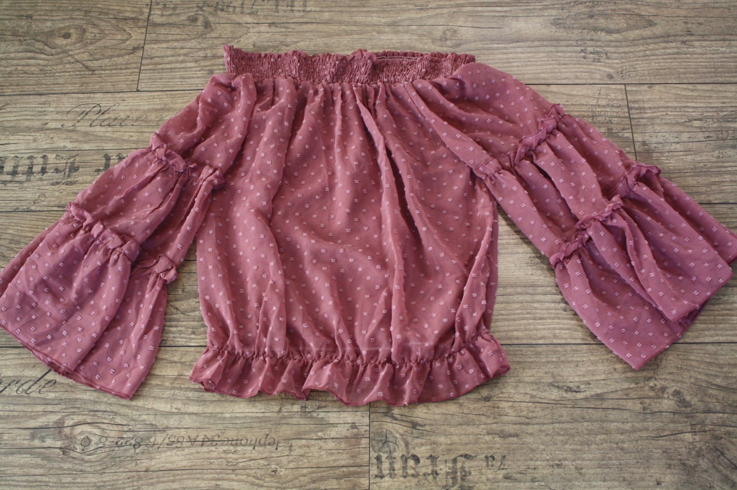 Coachella Meshbluse Trompetenärmel Gypsy Hippie Bluse Tunika gesmokt S 36
