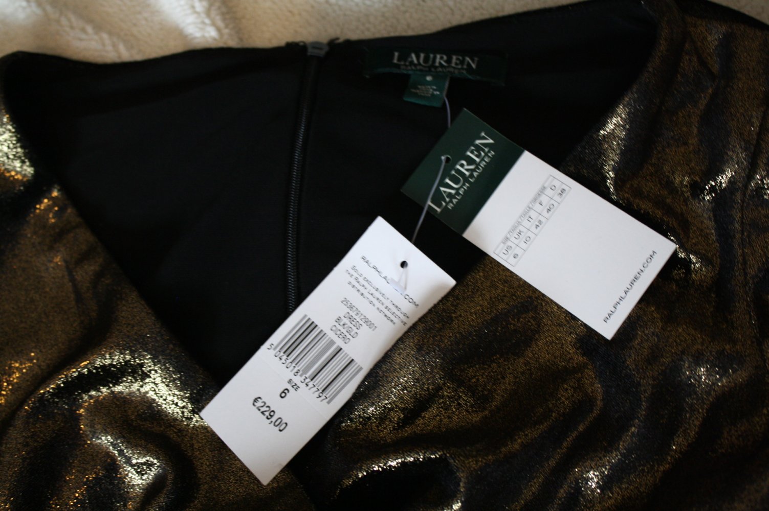 Ralph Lauren Neu/Etikett Abendkleid Luxus Galakleid bodenlang Maxikleid Gold/schwarz NP siehe Etikett 230