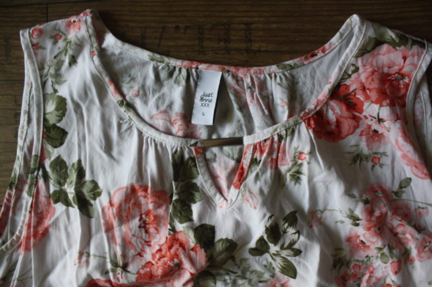 Just Anna  bunte Bluse Coachella Elfe leichte Sommerbluse mit Rosen geblümte Bluse M L 40 steht Drin L 