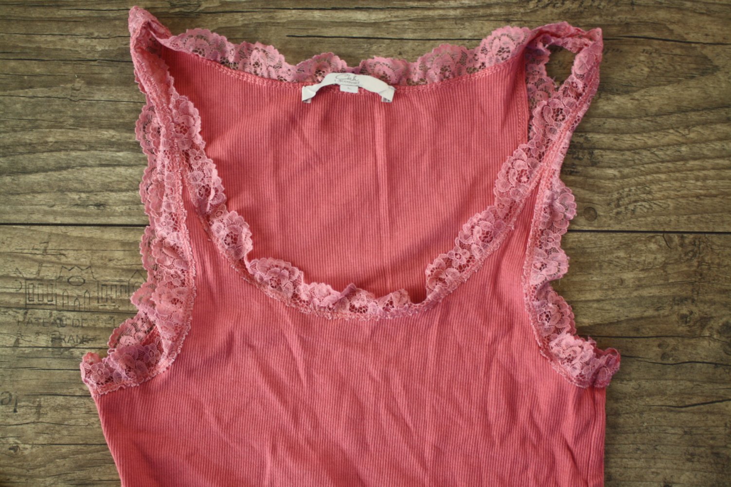 Rippenshirt Rippentop Shirt mit Spitze Trägershirt Trägerhemd M 38 