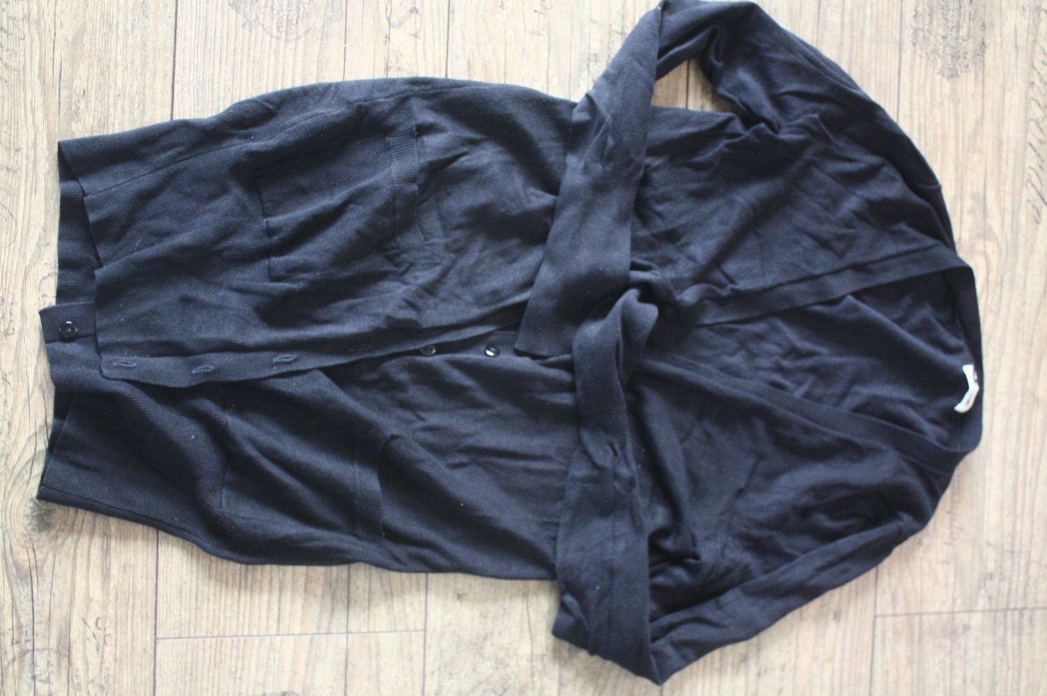 Tezenis Long Strickjacke Cardigan Fein Strick schwarz 34 36  Knöpfe Taschen Feinstrickjacke