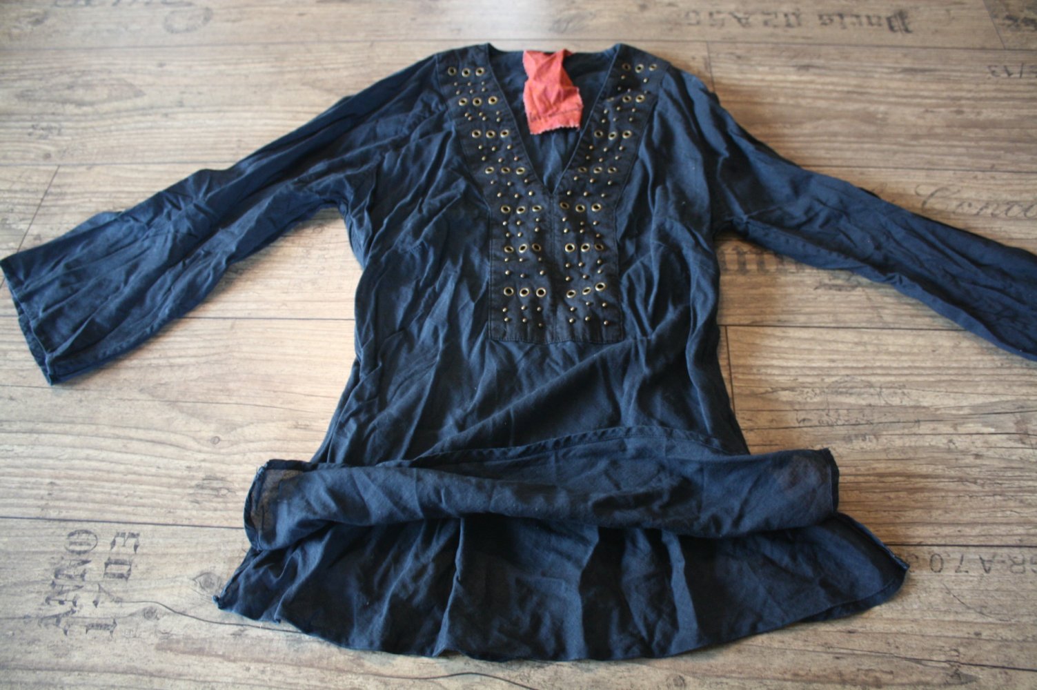 St Martins Hippie Ethno Trompetenärmel Tunika Bluse Gr S 36 Ethno mit Nieten hinten gesmokt