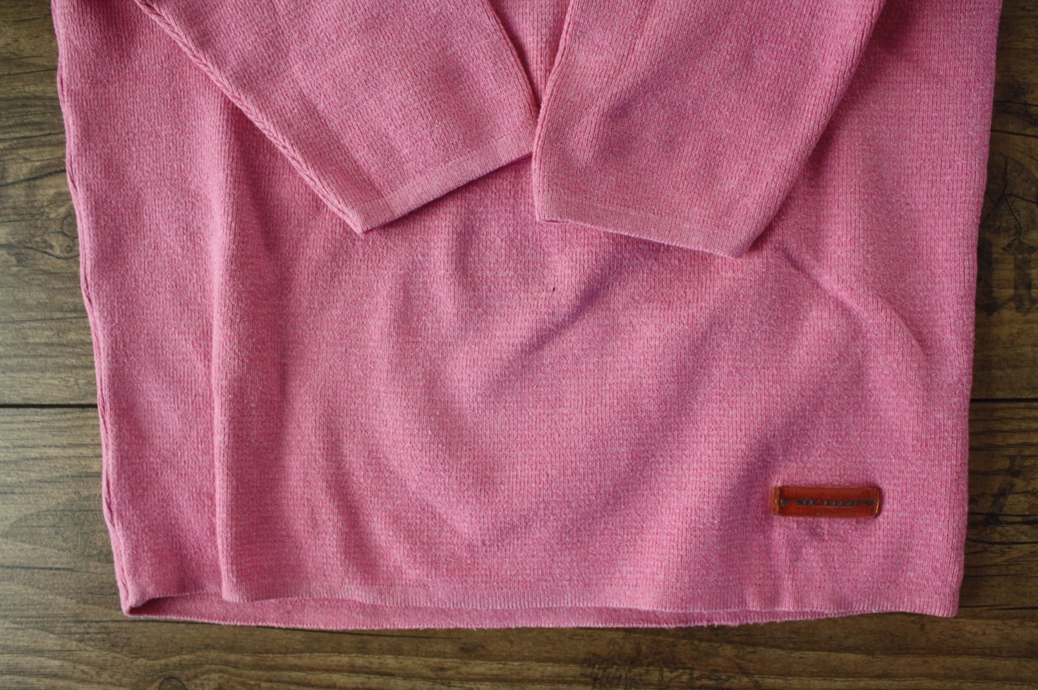 Rose dunkelrose  Strickpulli Vacuum Langarmshirt 3/4 arm Retroshirt 34 xs Vintage 90er Techno 2000er y2k