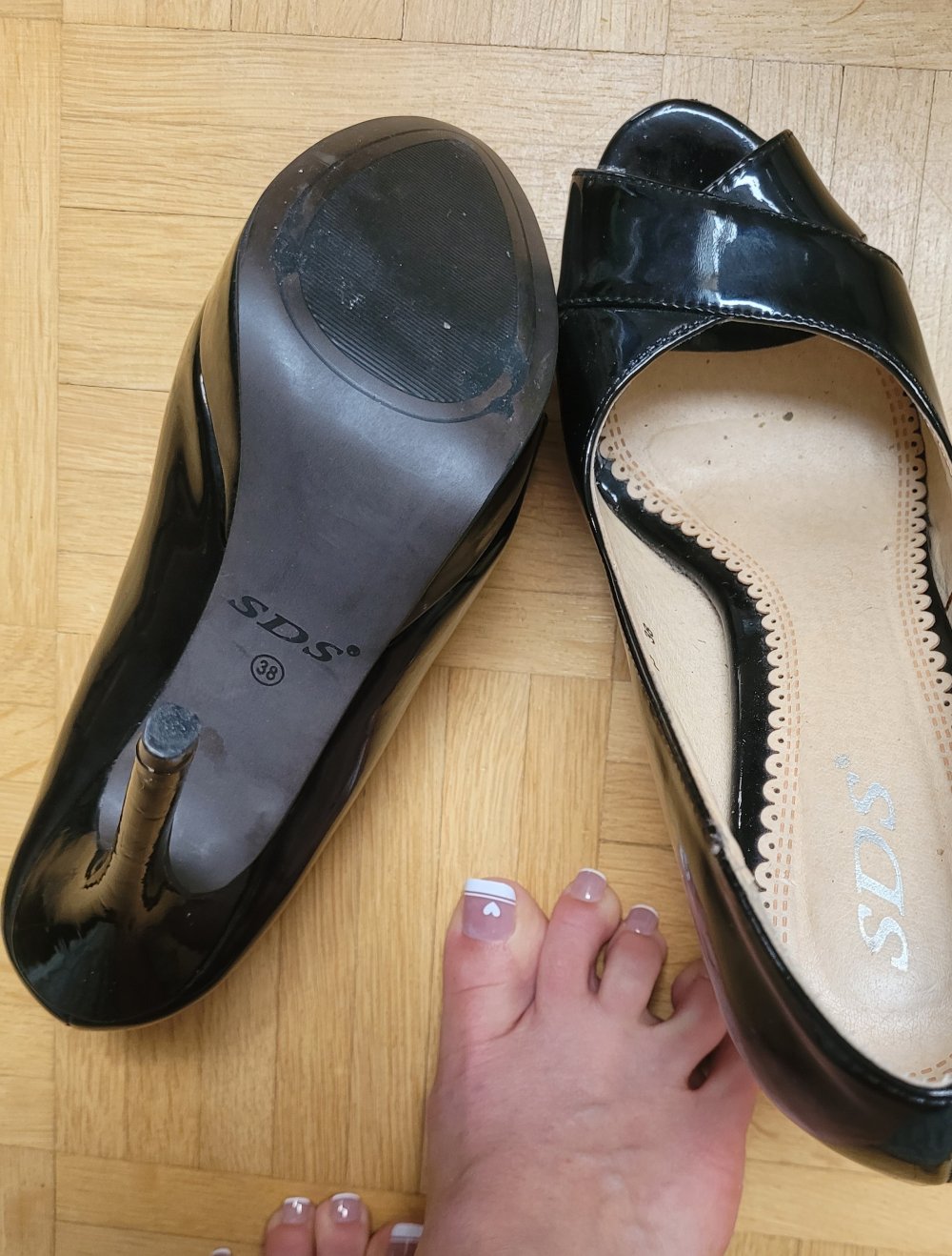 SDS Lack Plateau High Heels Peep Toes Stiletto Absatz 38