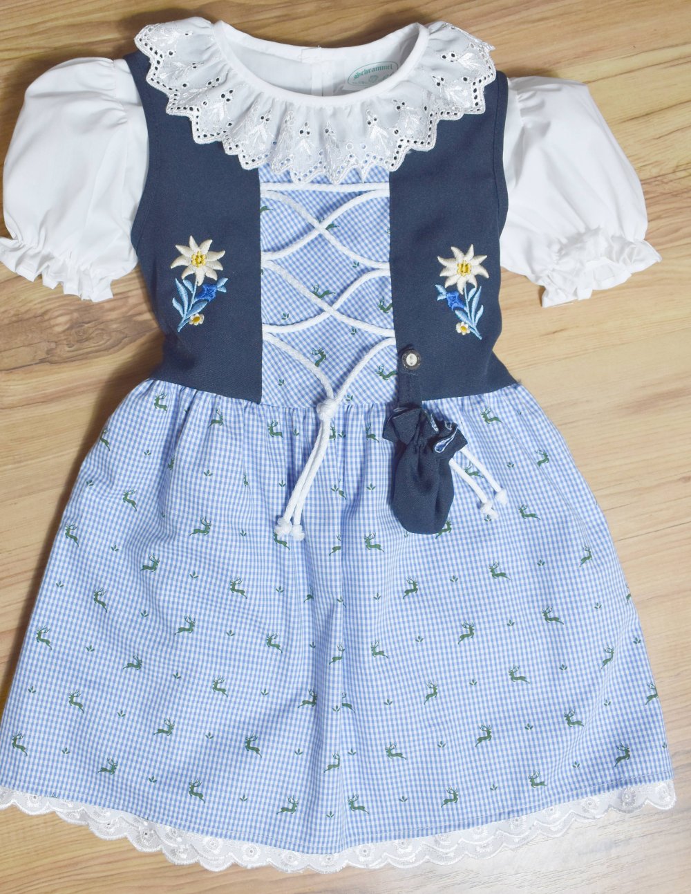 Madchen Dirndl Kinderdirndl Baby Blau Hirsch 74, 86