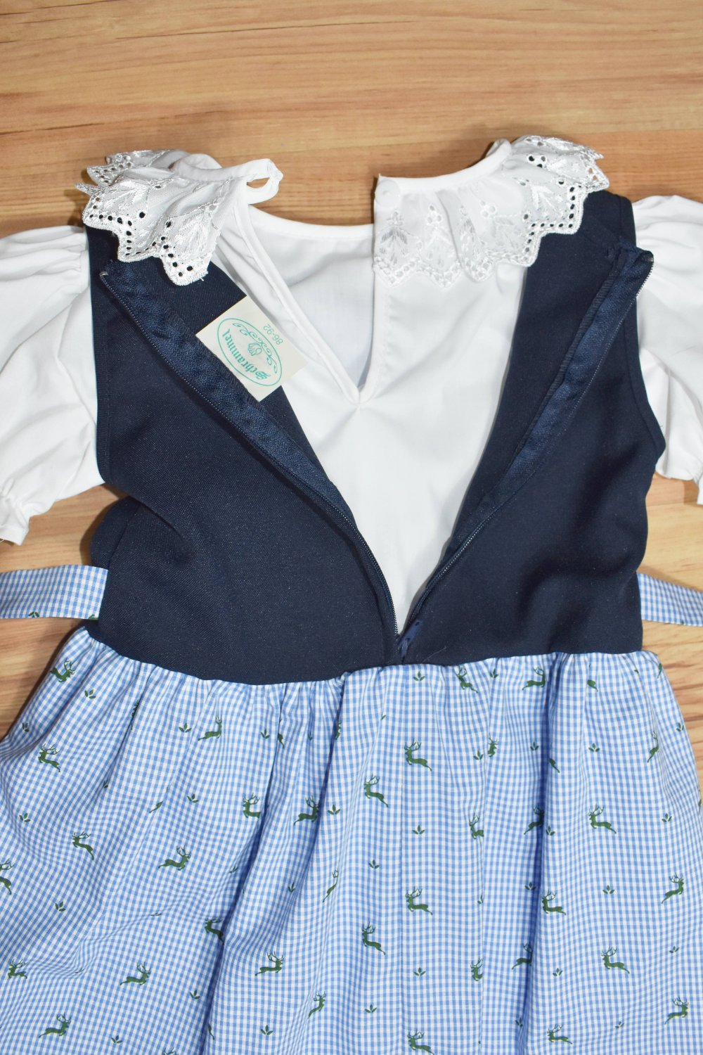 Madchen Dirndl Kinderdirndl Baby Blau Hirsch 74, 86