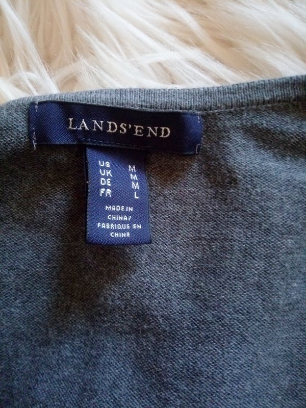 Lands End Strickjacke Cardigan Grau Gr. M 38
