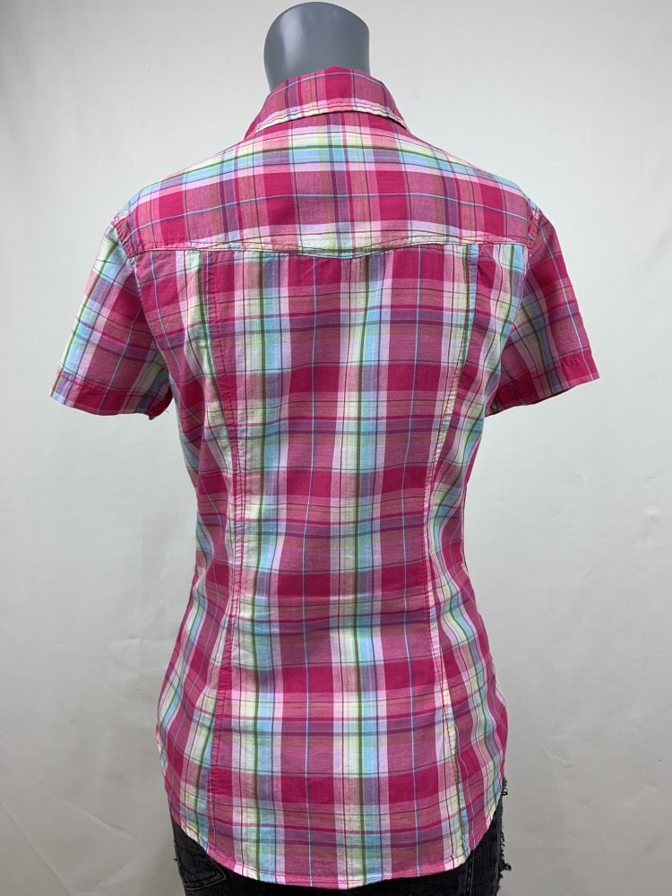Pink bunte karierte H&M - Bluse - Größe 34