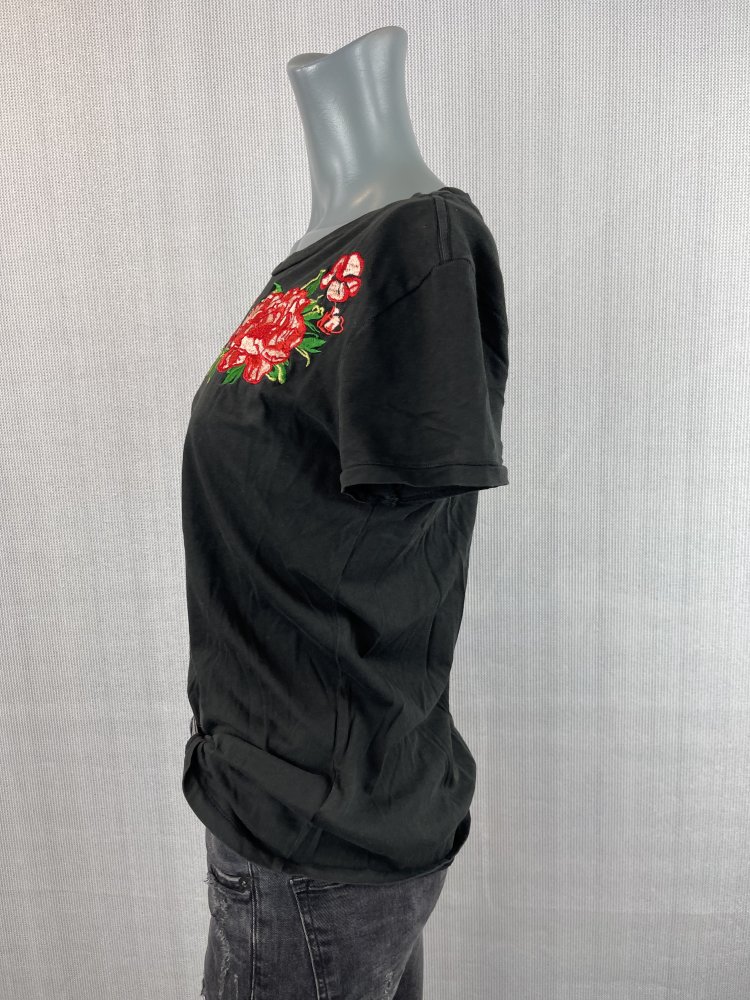 T-Shirt mit gestickten Blumen - Größe 36