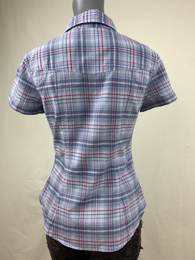 Blau karierte H&M LOGG Bluse - Größe 34
