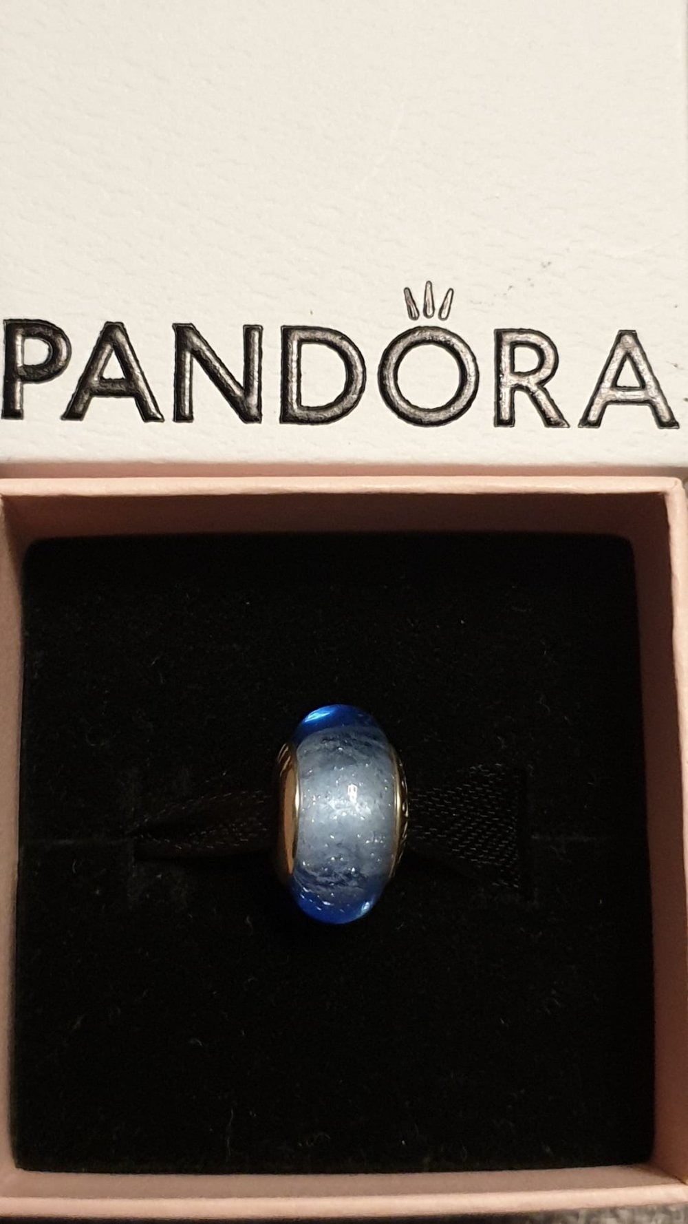 Pandora x Disney Murano-Glas-Charm blau Cinderella, original, glitzernd, leuchtet im Dunkeln, NEUWERTIG
