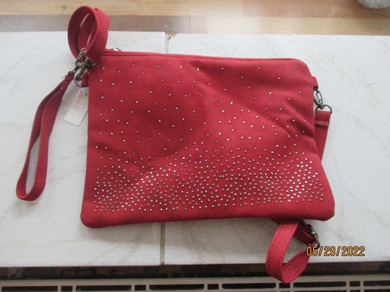 damen tasche flach mit strass neu farbe rot 